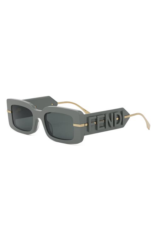 Shop Fendi 'graphy 51mm Rectangular Sunglasses In Grey/smoke