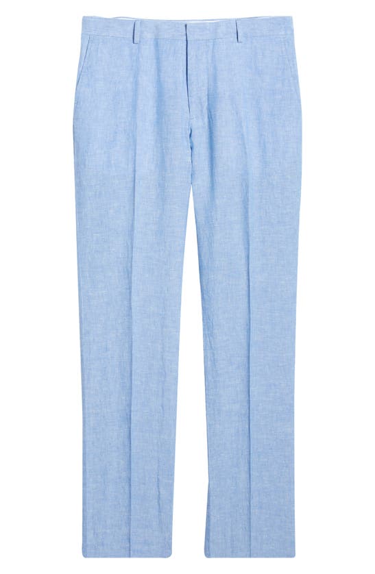 Nordstrom Trim Fit Linen Trousers In Blue Hydrangea