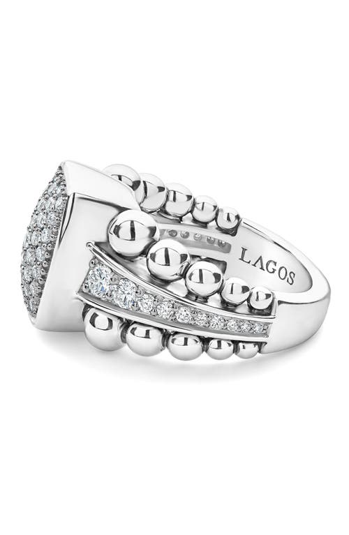 Shop Lagos Caviar Spark Vertical Statement Ring In Silver/diamond