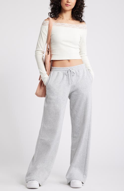 Bp. Wide Leg Fleece Pants In Grey Soft Heather