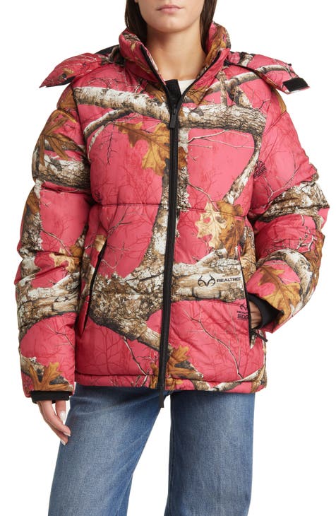 Red snakeskin puffer jacket on sale