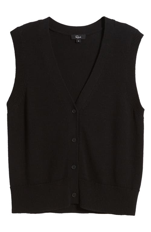 Shop Rails Annika Cotton & Wool Button-up Sweater Vest In Jet Black