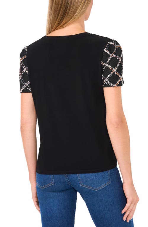 Shop Cece Mixed Media Top In Rich Black