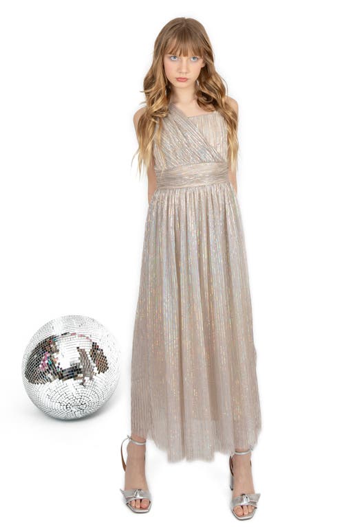Shop Love, Nickie Lew Kids' Zia Foil Dot Party Dress In Blush/silver