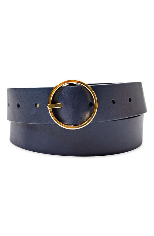 Cole Haan Women's Two-in-one Center Bar Reversible Genuine Leather Belt In Navy/natural