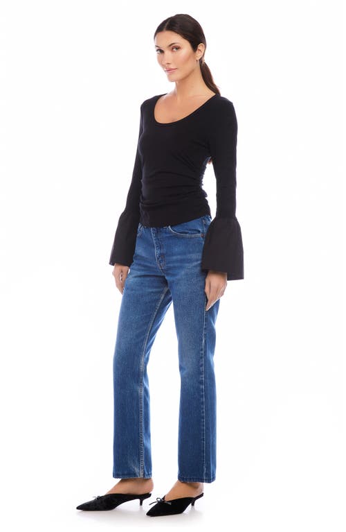 Shop Fifteen Twenty Ava Bell Sleeve Rib Top In Black