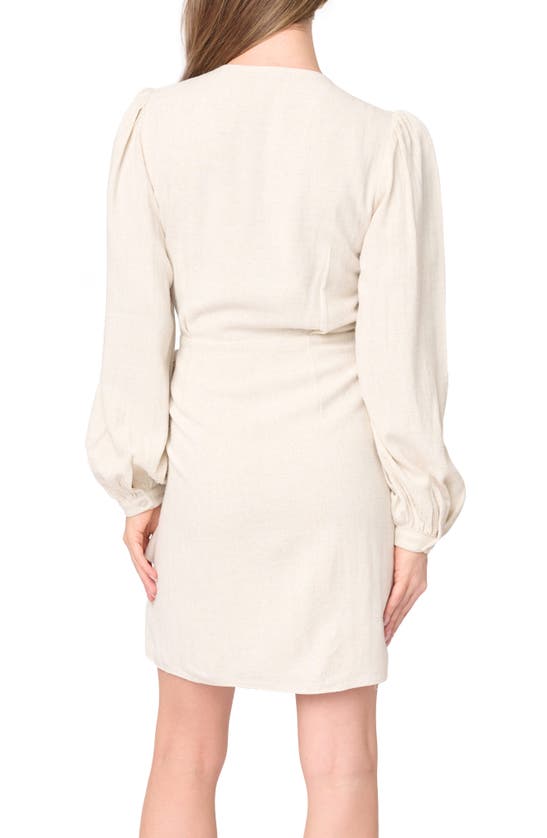 Shop Gibsonlook Long Sleeve Faux Wrap Dress In Oatmeal