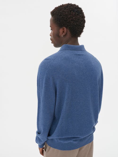 Shop Gobi Cashmere Polo Neck Sweater In Bijou Blue