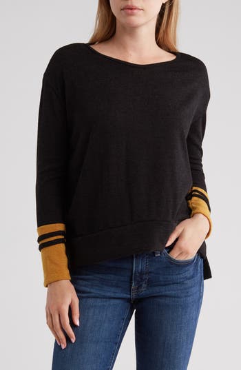 Go Couture Spring Varsity Sweater In Black