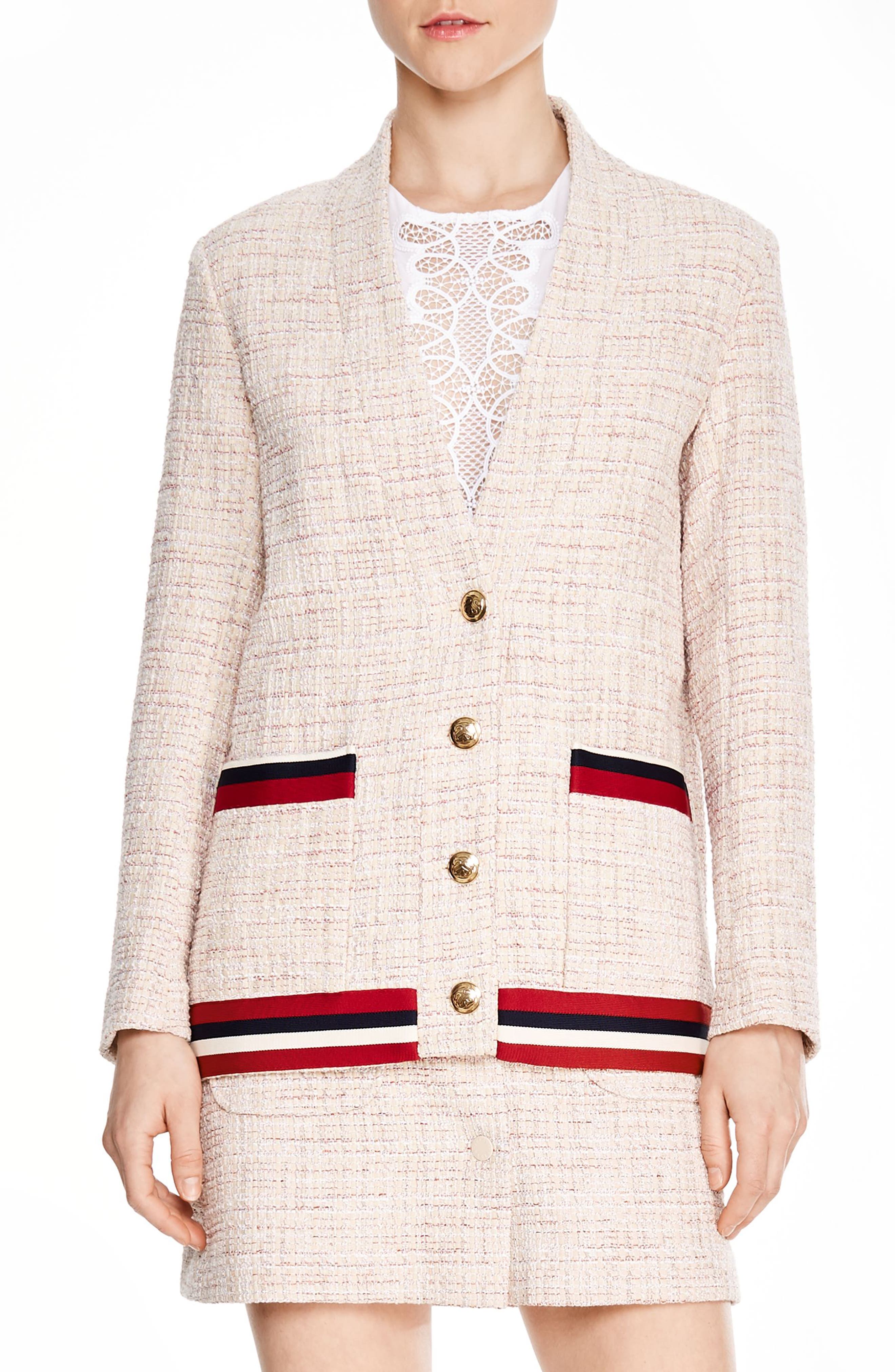 sandro tweed cardigan