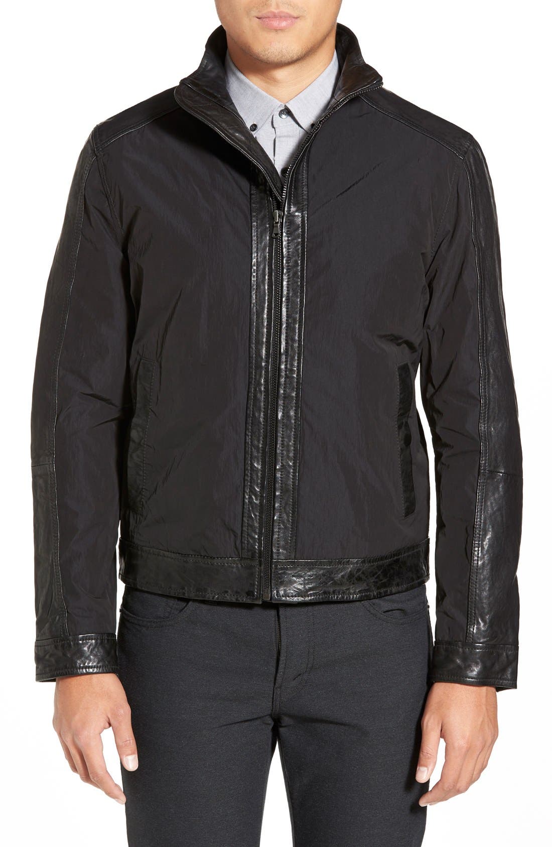 Cole Black Label Mixed Media Zip Jacket Nordstrom