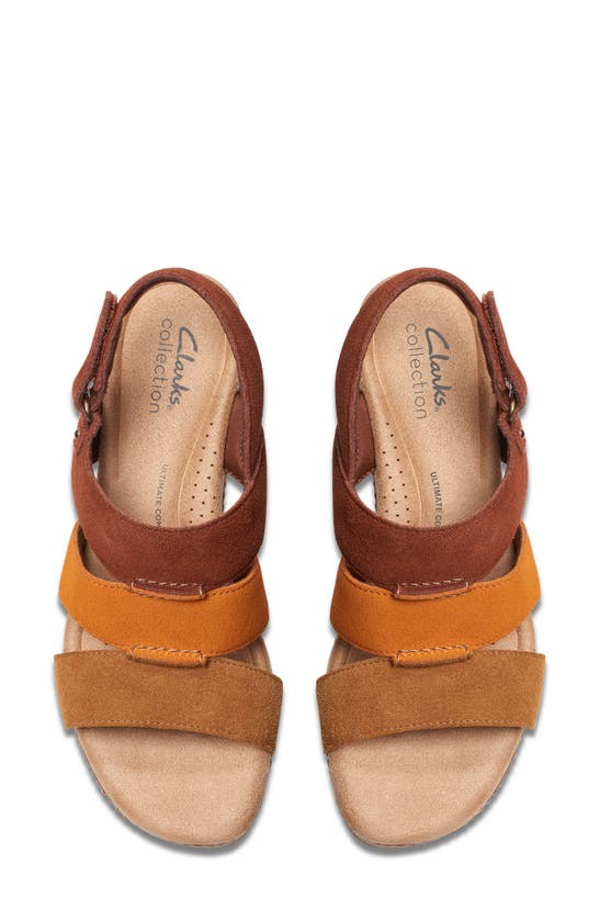 Clarks Seannah Glow Clog-style Block Heel Sandals In Tan Combi Suede