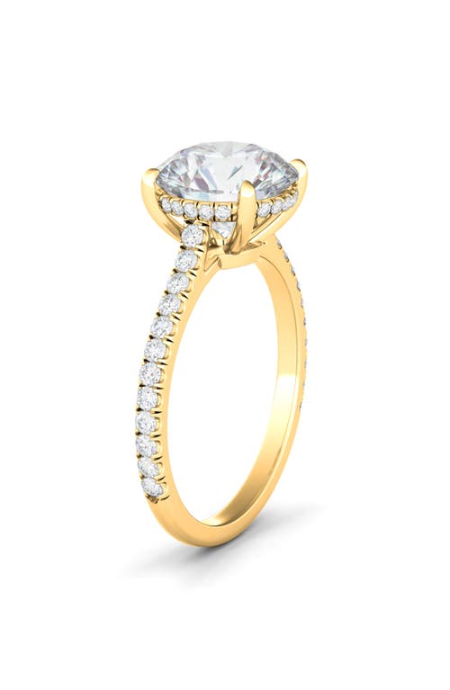 Shop Hautecarat Round Brilliant Cut Pavé Lab Grown Diamond Ring In 2.50 Ctw 18k Yellow Gold