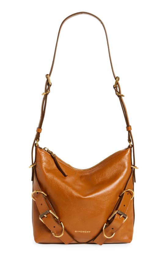 Shop Givenchy Small Voyou Leather Shoulder Bag In Soft Tan