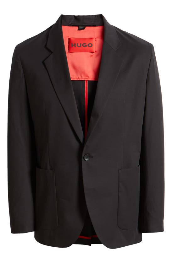 Shop Hugo Boss Key Fred One-button Stretch Cotton Blazer In Black