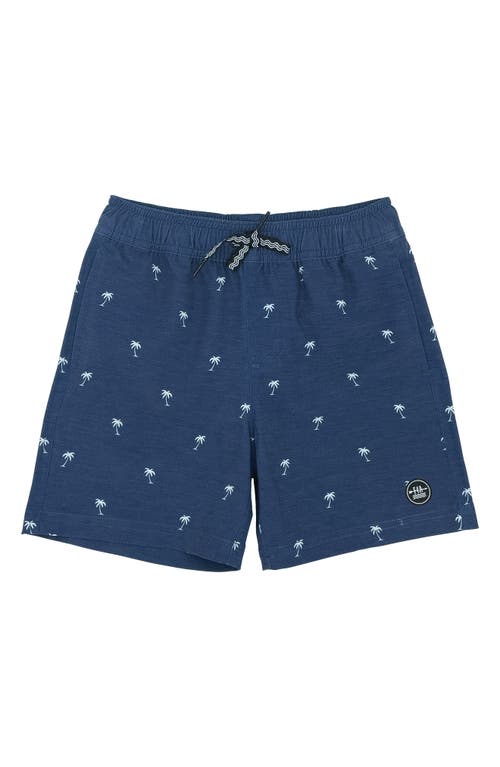 Feather 4 Arrow Kids' Island Palm Volley Swim Trunks Navy at Nordstrom,