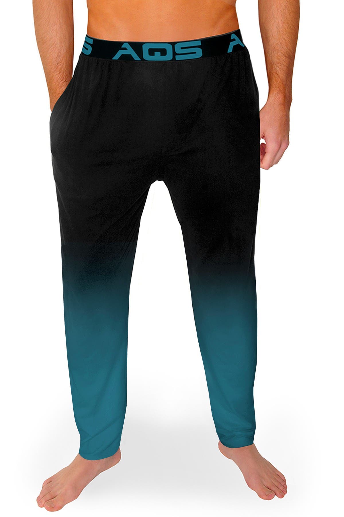 Aqs Ombre Lounge Pants In Black/teal Ombre