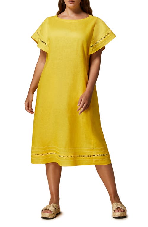 Bartolo Stitch Linen Dress in Yellow