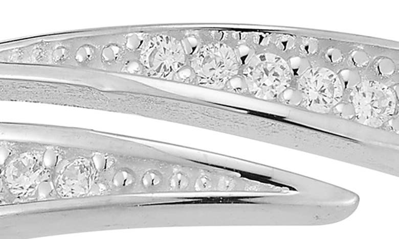 Sphera Milano Rhodium Plated Pavé Cz Bypass Ring In Silver
