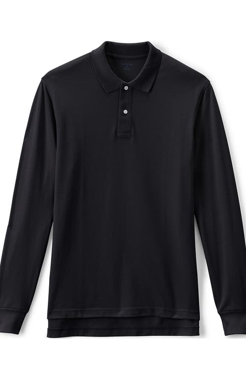 Shop Lands' End School Uniform Young  Long Sleeve Mesh Polo Shirt In Black