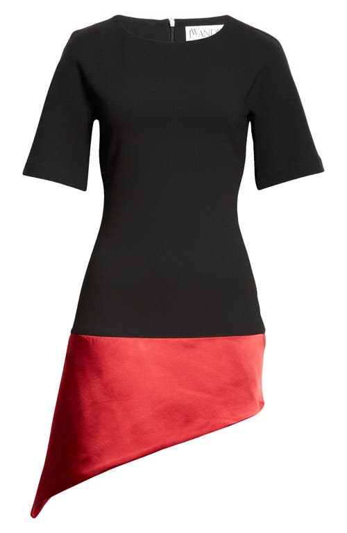 Shop Jw Anderson Diagonal Hem Double Crepe Dress In Black/red