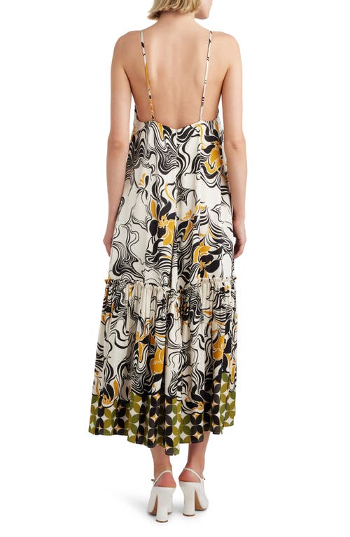 Shop Dries Van Noten Mixed Print Midi Sundress In Ecru