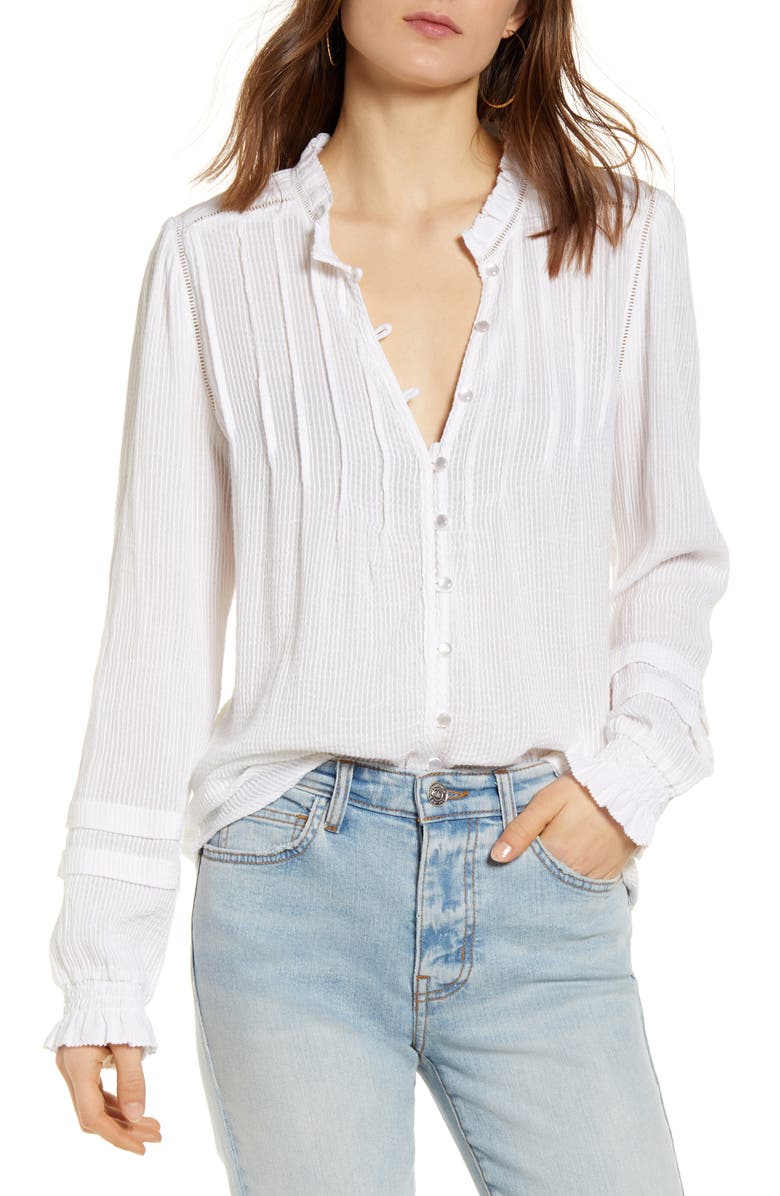 Faherty Willa Button Front Peasant Blouse | Nordstrom