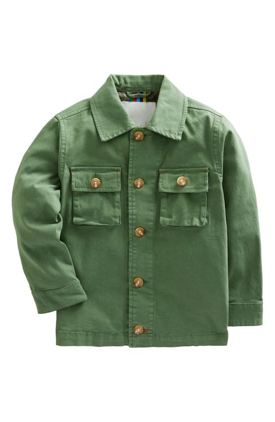 Mini Boden Kids' Stretch Cotton Utility Jacket In Safari Green