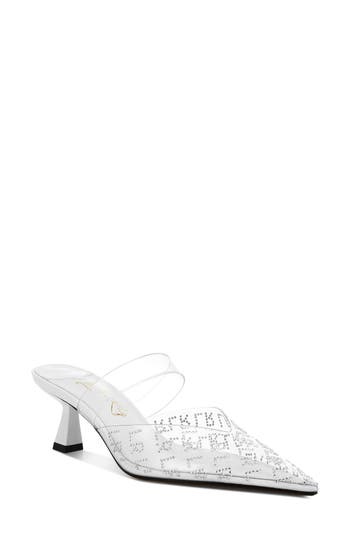 London Rag Holin Rhinestone Logo Pointed Toe Pump In White