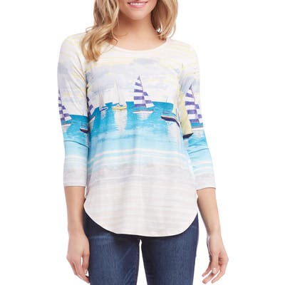 Karen Kane Shirttail Top, Blue