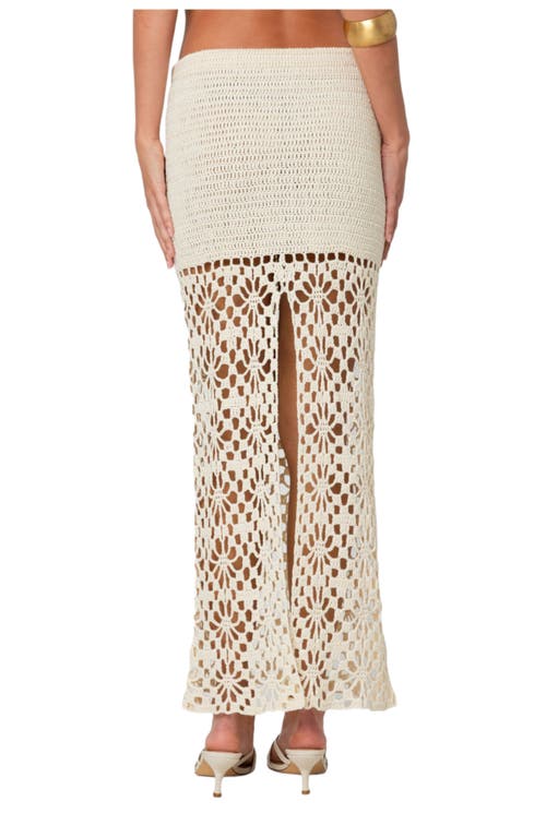 Edikted Ida Back Slit Crochet Maxi Skirt In Cream