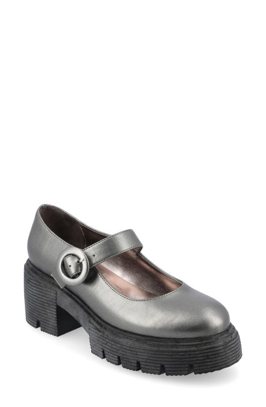 Journee Collection Zarynn Mary Jane Platform Pump In Pewter