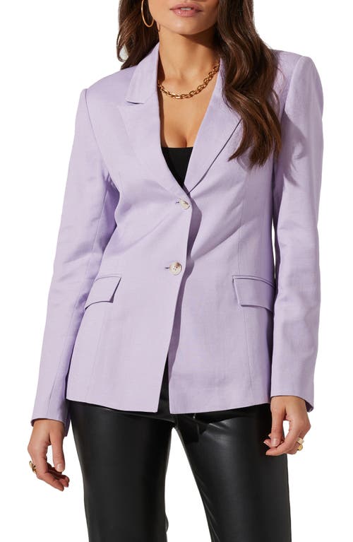 ASTR the Label Fitted Linen Blend Blazer in Lilac at Nordstrom, Size Small