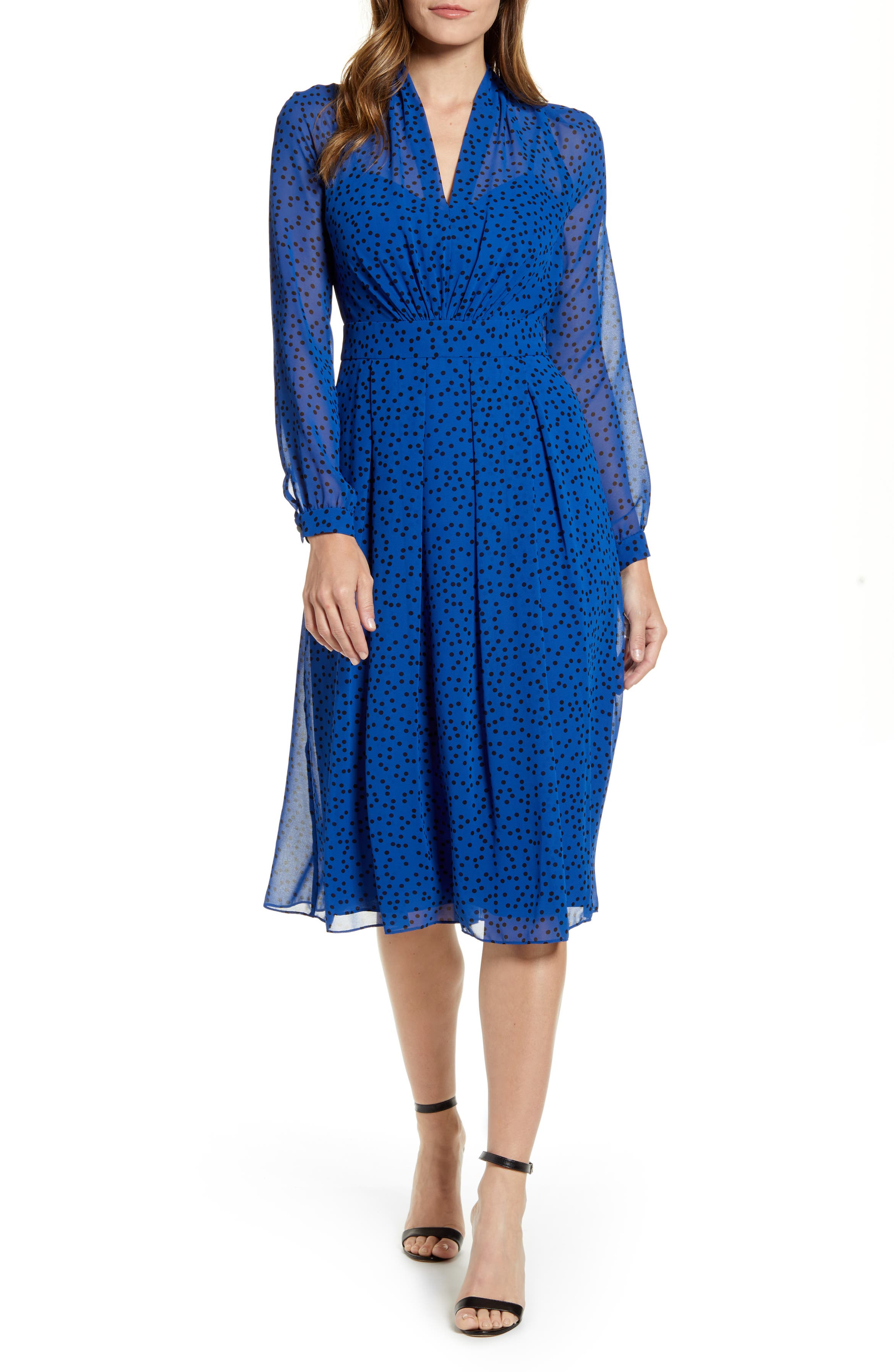 Anne Klein Stellar Dot Long Sleeve A-Line Dress | Nordstrom