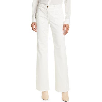 Nili Lotan Oakland Stretch Cotton Flare Pants, Ivory