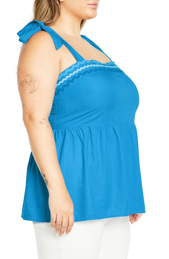 City Chic Paradiso Tie Strap Tank In Ice Blue