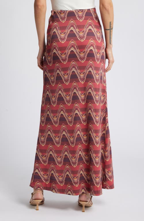 Shop Faithfull The Brand Elina Stripe Cotton Jersey Maxi Skirt In Ripple Wine