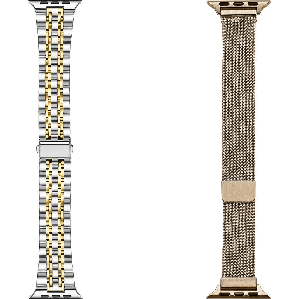The Posh Tech Assorted 2-pack 42mm Apple Watch® Watchbands In Silver/gold