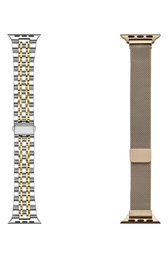 Shop The Posh Tech Assorted 2-pack 42mm Apple Watch® Watchbands In Silver / Gold