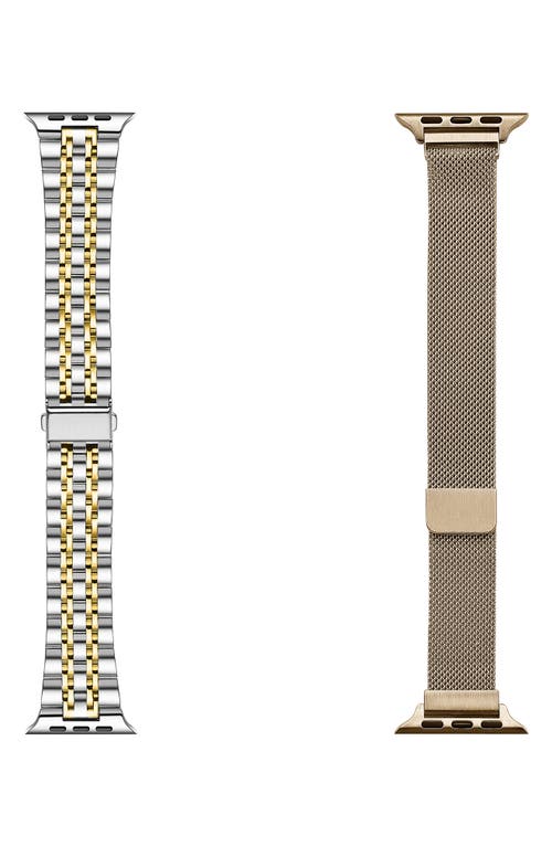 The Posh Tech Assorted 2-Pack 42mm Apple Watch Watchbands in Silver /Gold at Nordstrom