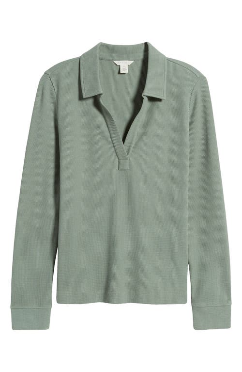 Shop Caslonr Caslon(r) Long Sleeve Thermal Polo In Green Dune