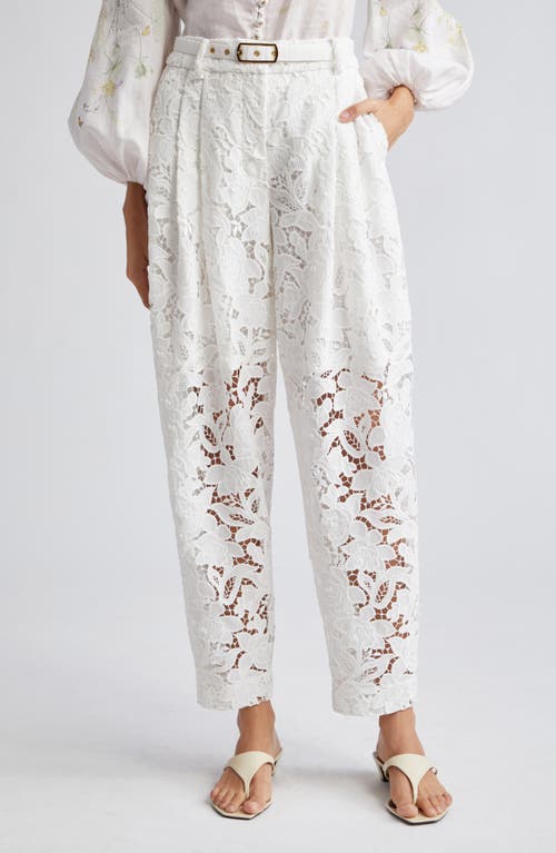 Zimmermann Natura Floral Lace Ankle Pants Ivory at Nordstrom,
