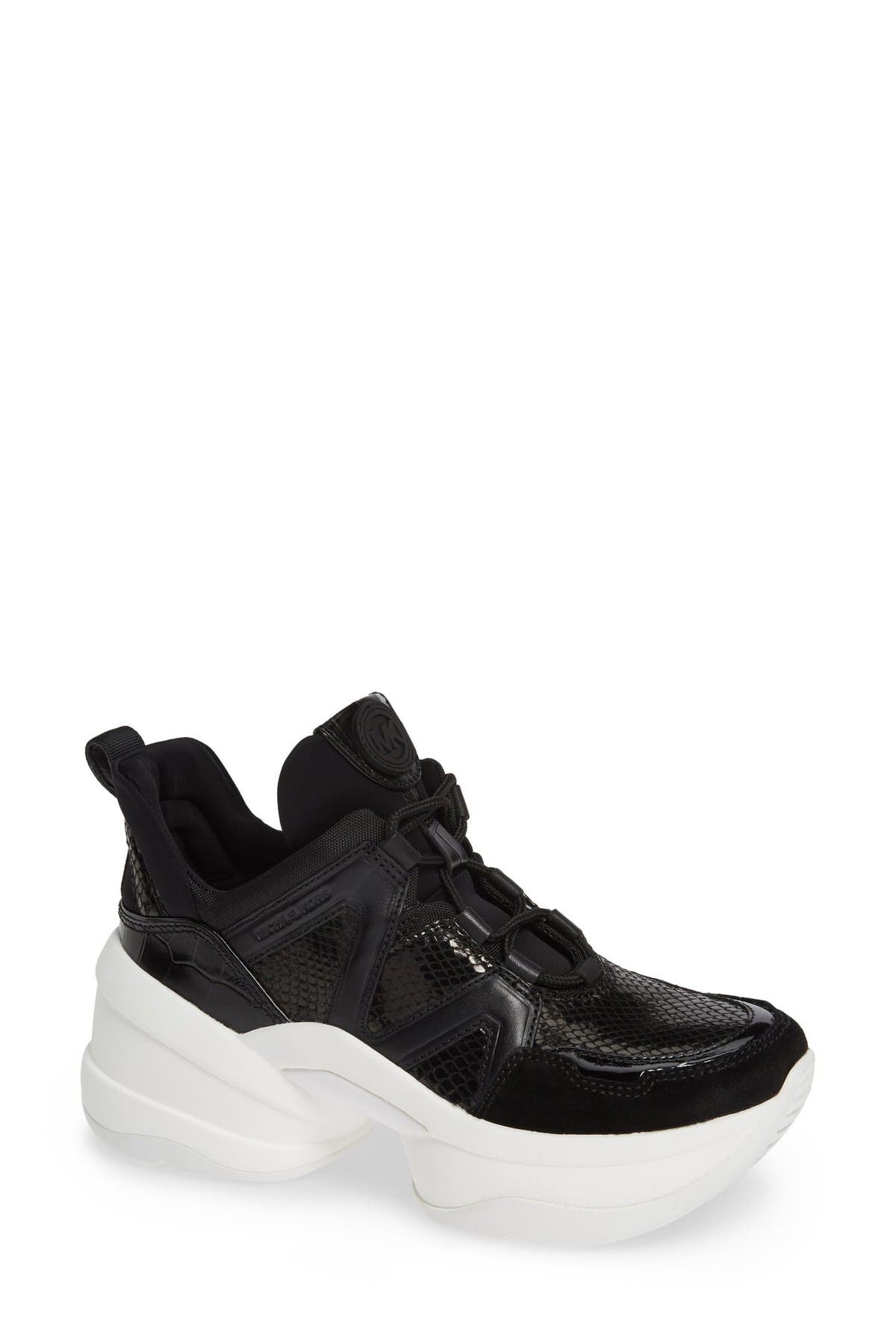 michael michael kors olympia leather and scuba trainer