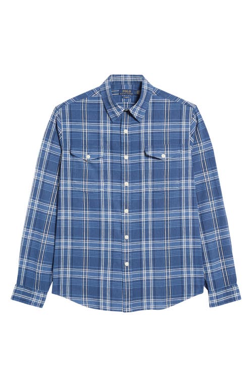 Shop Polo Ralph Lauren Rustic Plaid Linen & Cotton Button-up Shirt In 6421 Indigo Multi