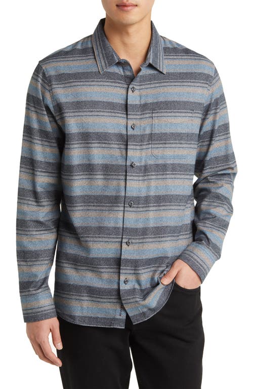 Travismathew Cloud Flannel Button-up Shirt In Black/stellar Blue