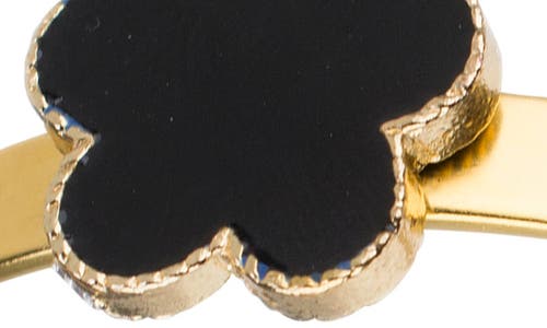 Jardin Enamel Clover Cuff Bracelet In Black/silver