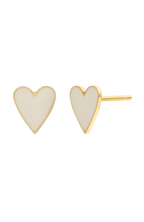 14K Gold Heart Stud Earrings in 14K Yellow Gold