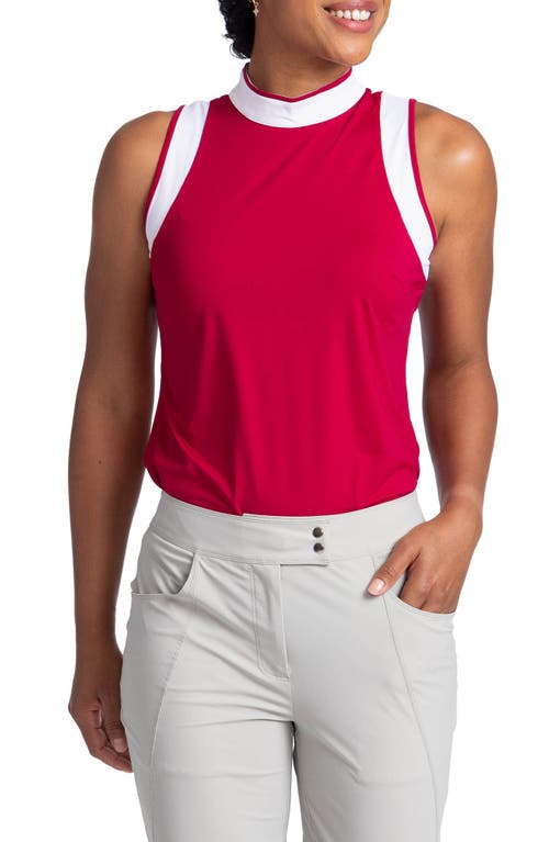 Kinona Knock Out Mock Me Sleeveless Golf Top In Bordeaux Red