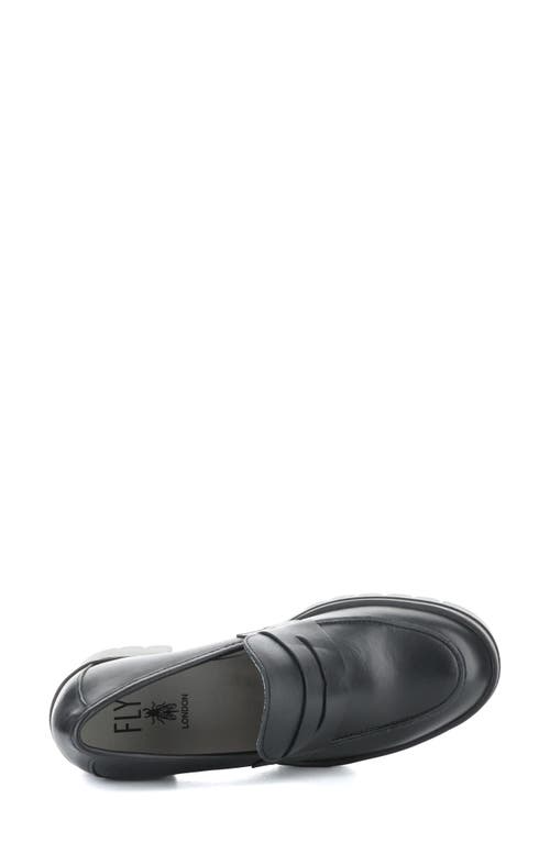 Shop Fly London Toky Platform Penny Loafer In Black Dublin