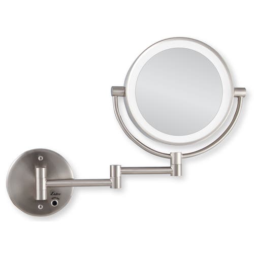 Shop Zadro Lighted Wall Mounted Makeup Mirror With 10x/1x Magnification & Cordless In Satin Nickel